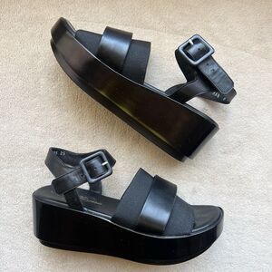 Robert Clergerie Paris Black Leather Platform Sandal Women EU 36.5 US 6 Platform